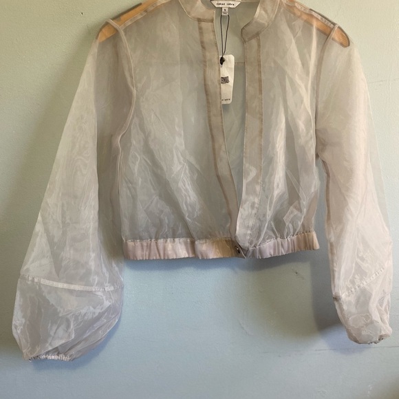 Naked Zebra Cropped Sheer Puff Sleeves Jacket NEW NWT Pale Lavender - Picture 5 of 8